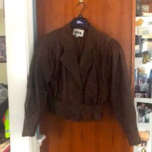 80s leather women's fashion jacket.